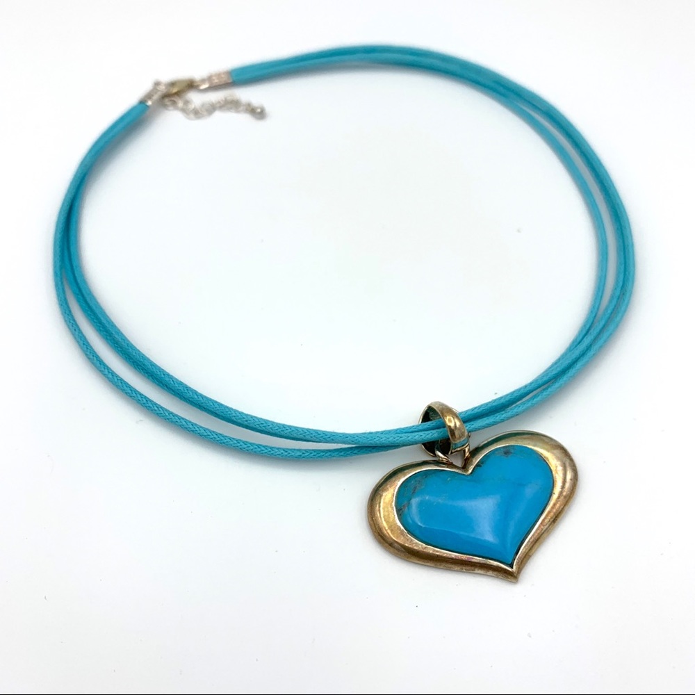 Heart Necklace Sterling Turquoise